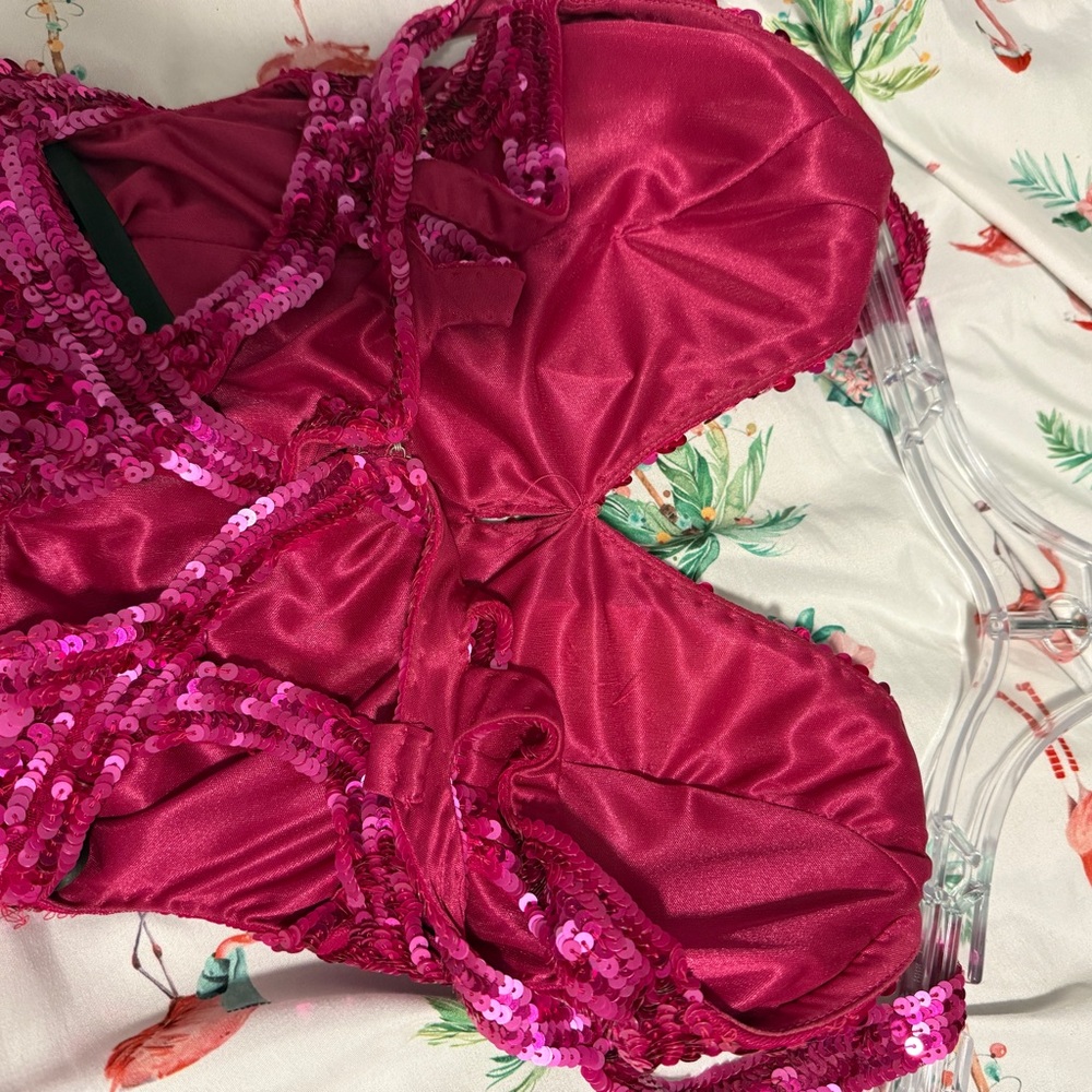 Riviera Pink Sequin Halter Prom Dress - Picture 11 of 15